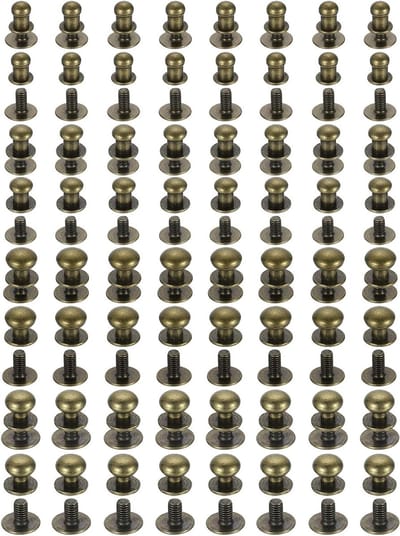 Kogelkopschroeven Klinknagels - Ronde Kop Klinknagels - Lederhandwerk Bevestigen - Zinklegering Hoge Hardheid - 64 Stuks - Bronzen Tint