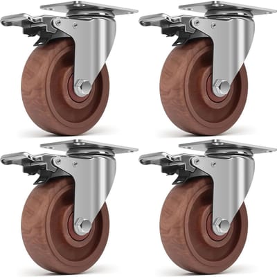 Set van 4 Zwenkwielen 100mm met Rem - Hittebestendig tot 250°C - Zwaar Draagvermogen 540 kg