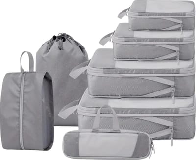 Nivard Koffer Organizer Set - Packing Cubes - Compressie - Travel - Compression - Set - Grijs