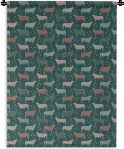 Wandkleed - Wanddoek - Patronen - Hert - Groen - 150x200 cm - Wandtapijt