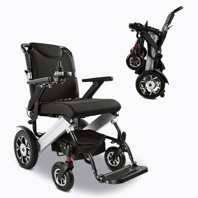 ZygenAir YHWL-002 Elektrische Rolstoel - 24V13Ah Batterijen - Tot 25km Actieradius - 150 kg Draagvermogen - Opvouwbaar & Lichtgewicht Ontwerp - Stil, Veilig & Makkelijk Mee te Nemen - Zilver