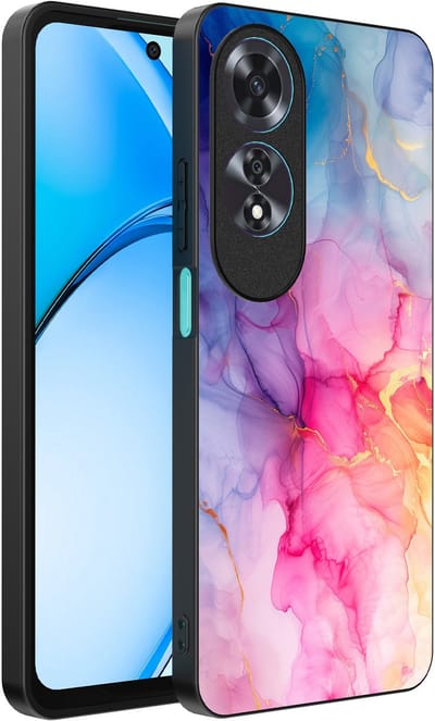 Smartphonica Telefoonhoesje Geschikt voor Oppo A60 met marmeropdruk - TPU backcover case marble design - Regenboog geschikt voor Oppo A60