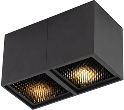 QAZQA qubo - Design Plafondspot | Spotje | Opbouwspot - 2 lichts - L 165 mm - Zwart - Woonkamer | Slaapkamer | Keuken