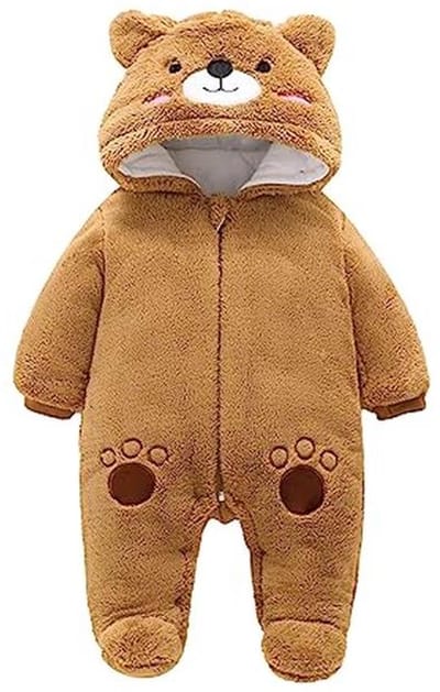 Vine Newborn Baby Hooded Fleece Footed Romper Snowsuit Baby Jumpsuit Outfits