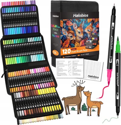 Set van 120 Dubbelzijdige Markers - Levendige Kleuren & Penseel
