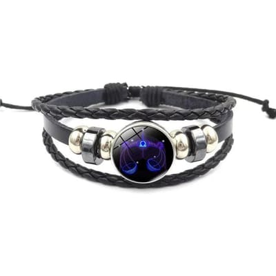 12 sterrenbeelden sterrenbeeld bedelarmband heren dames mode meerlaags geweven leren punk koppel armband cadeau trots gray