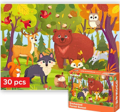 Kinderpuzzels 30 Stukjes - Peuter Puzzels - Educatief Spelen - Bosdieren Thema - 29x21 cm - Multicolor