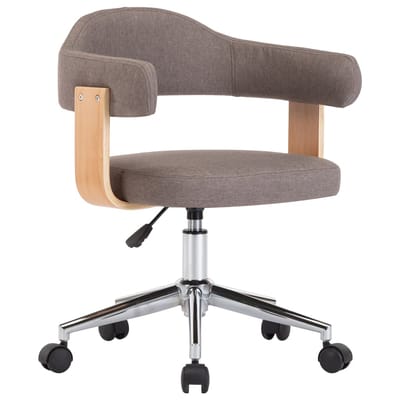 vidaXL - Kantoorstoel - draaibaar - gebogen - hout - en - stof - taupe