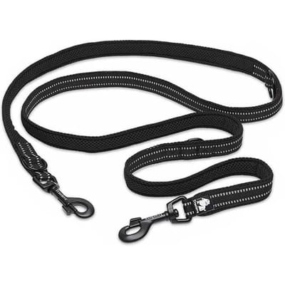 Truelove 7-in-1 Nylon Hondentuigje Reflecterend Patroon Voor Wandelen Dubbele Haak Multifunctioneel Hond Dubbel Lood Sterke Training (Black,S)