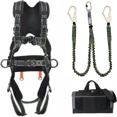 Kratos Safety valbeveiliging set Steigerbouwer Dubbele Elastische Veiligheidslijn FLY’IN 2 Maat S-M - Maat: L/XXLM/LS/M