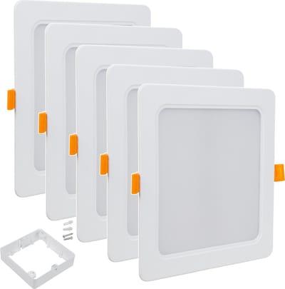 Maclean - set van 5 stuks LED plafondpaneel met Opbouw Frame - SLIM inbouw, 18W, Neutraal Wit 4000K, 170*26mm, 1800 lm - vierkant