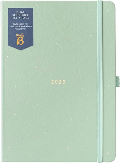 Dagplanner A5 - Agenda 2025 - Werk Privé Balans - Dubbel Schema - A5 formaat - Saliegroen