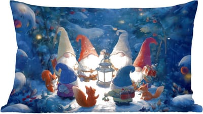 Sierkussens - Kussentjes Woonkamer - 60x40 cm - Winter - Gnooms - Eekhoorns - Meerkleurig