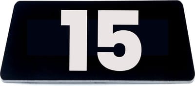 Nummerplaatje 15 - 80 x 50 x 1,6 mm - Zwart/wit - incl. 3M-tape | Nummerbordje - Deur en kamernummer - brievenbusnummers - Gratis verzending - 5 jaar garantie