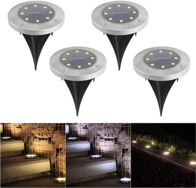 4 stuks 8LED buiten tuinverlichting -decoratieve lamp met warme kleur voor tuinpad-Outdoor waterdichte vloerverlichting-led buitentrapverlichting-gazon ondergrondse zonne-verlichting-binnenplaats tuin decoratieve landschapsverlichting