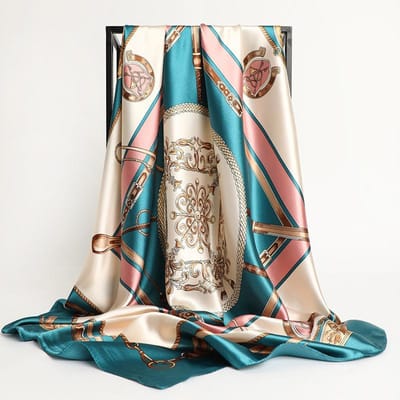 Zakdoeken HaarZijde Sjaal 90*90Cm Print Satijn Groot Vierkant Zijde Sjaals Sjaals Voor Vrouwen Luxe Designer Hijab Hoofdband beige