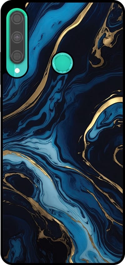 Smartphonica Telefoonhoesje Geschikt voor Huawei P40 Lite E met marmer opdruk - TPU backcover case gold blue marble design - Goud Blauw geschikt voor Huawei P40 Lite E