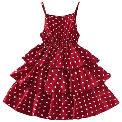 Robe de Princesse pour Enfants 4-12 Ans Été Pois Robe Gâteau Pour Filles Robes de Soirée Fête d'Anniversaire Vacances à la Plage 120