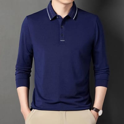 Herfst Nieuw Lang T-shirt Heren Revers Poloshirt Jeugd Zakelijk Slim Fit 4XL