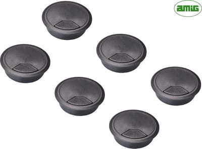 AMIG Kabeldoorvoering Zwart 60mm - 6 Stuks Verstelbare Kabeldoorvoer - Compleet Kabelmanagement Systeem voor Bureaus
