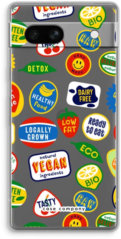 Case Company® - Hoesje geschikt voor Google Pixel 7A hoesje - Fruitsticker - Soft Cover Telefoonhoesje - Bescherming aan alle Kanten en Schermrand