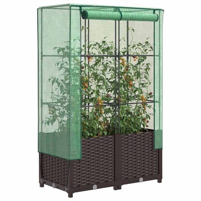 vidaXL - Plantenbak - verhoogd - met - kashoes - 80x40x138 - cm - rattanlook