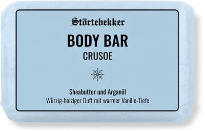Störtebekker® Body Bar Crusoe (citrus- en vanille-accenten) - Plasticvrije Vaste Zeep & Douchegel Heren - Natuurlijke & Duurzame Lichaamsverzorging - Vegan Bodywash met Sheaboter - 120g