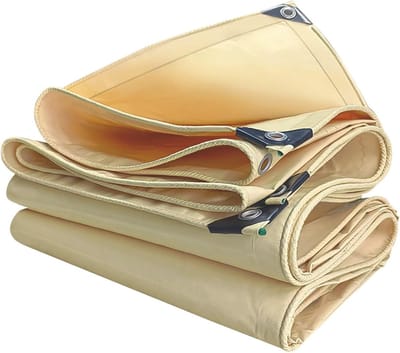 Dekzeil Waterdicht - Afdekzeil Zwaar - Buiten Bescherming - PVC Gecoat - 5x5m - Beige