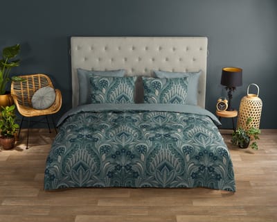 Good Morning dekbedovertrek ornamenten - 1 persoons 140x200/220 cm - Groen - 100% Katoen renforc�