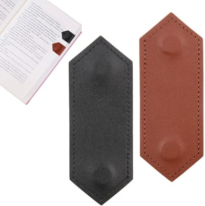 Dailygoods- Boekenleggers Magnetisch - 2 Stuks - Retrostijl - PU-leer - Compact 11x4 cm - Duurzaam en Vuilafstotend - Bladwijzers