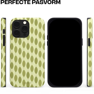 Casetastic hoesje geschikt voor Apple iPhone 14 Pro Max - MagSafe - Dubbellaagse bescherming - Bladerenpracht in het groen - Fashion Case - Crème Olijfgroen
