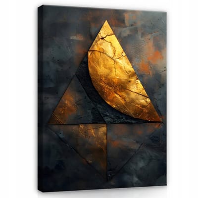 WALLARENA - Canvas schilderij - 100x70 cm - abstract industrieel loft goud zwart voor slaapkamer woonkamer