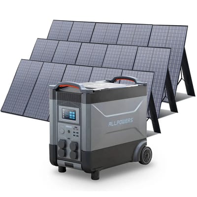 ALLPOWERS Zonnegeneratorset 4000W (R4000 + SP037 400W zonnepaneel) - R4000 + 3 stuks SP037 zonnepaneel 400W