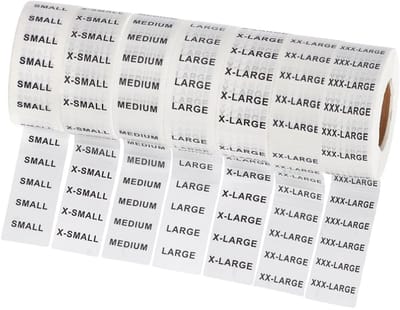 Dailygoods- Kledingmaatstickers 1750 stuks - Maatlabels Babykleding - Zelfklevende Stickers - Kunststof - 127 x 32 mm - Gemengde Kleur