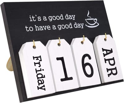 Eeuwigdurende Houten Kalender Flip Blokken Week Maand Datum - Vintage Bureau Decoratie