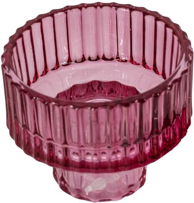 Glazen waxine- en kaarsenstandaard roze