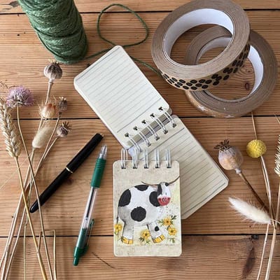 Alex Clark klein spiraal gebonden notitieblokje koe ~Dorothy Spiral Bound Notepad'