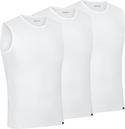 GripGrab - Ultralight 3PACK Mesh Mouwloos Base Layer Zomer Fiets Ondershirt Polygiene Zweethemd - Wit - Heren - Maat S