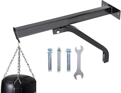 Bokszakhouder - Wandmontage - Krachtraining - Versterkt staal - 52.5 cm - Zwart