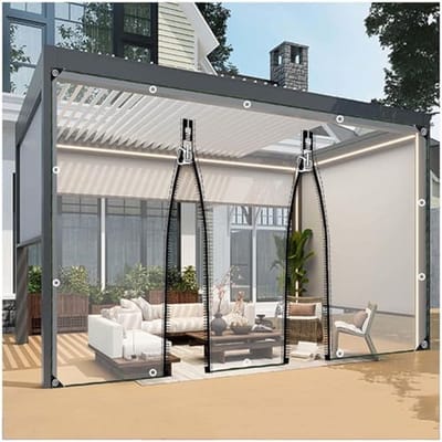 Transparant PVC Zeildoek - Waterdichte Gordijnen - Buitenruimte Beschermen - Met Rits - 0.3 mm dik - Transparant