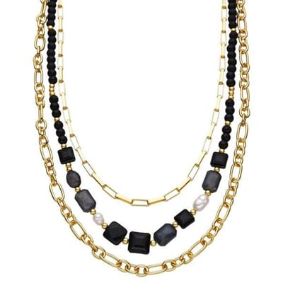 Luxenter Ketting met zwarte hars 18k gouden afwerking - Nyste zwart