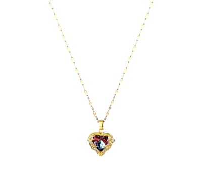 Dames - Kristallen Ketting - Oceaan Hart Hanger - Koppel - Ketting-Rose