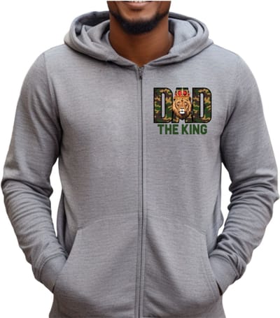 Hoodie met rits grijs - Maat S - Dad the King – Voor elke trotse Papa