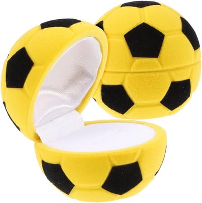 Ringendoos Voetbal - Juwelendoosje Houder - Cadeau Organiseren - Voetbalvorm Ontwerp - 4.8x4.8cm - Geel