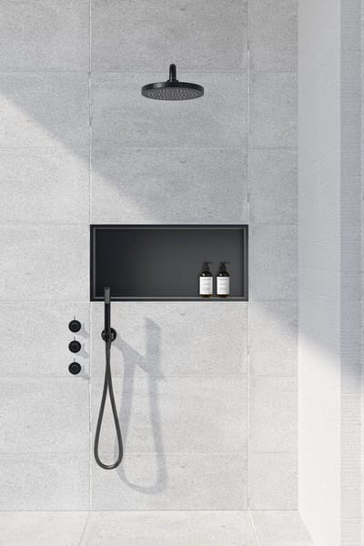 H&F Inbouwnis 30x60x7 cm – Mat Zwart – Douchenis – Badkamer Wandnis