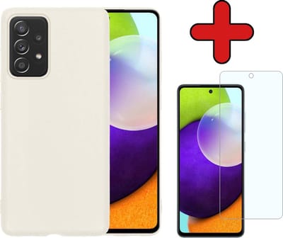 Hoesje - Met Screenprotector - Geschikt voor Samsung Galaxy A52 - Sterk & Shockproof - Telefoon Hoes - Back Cover - Siliconen Case - Telefoonhoes - Wit