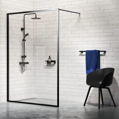 Sealskin Inloopdouche Contour 88x200cm - Mat Zwart Profiel - 6 Mm Helder Glas