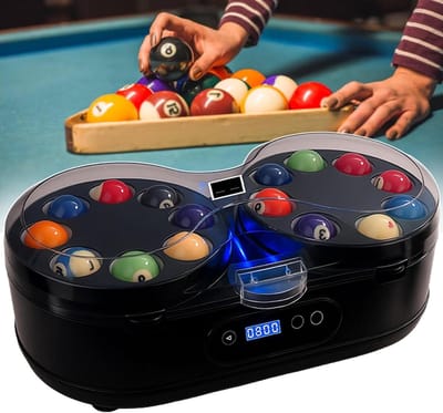 Poolbal Polijstmachine - Biljart Reiniger - Ballen Glanzend Houden - Automatisch Dubbel Motor - 16-22 Ballen - Zwart