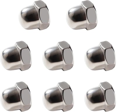 Dailygoods- Dopmoeren M10 - 8 Stuks - Roestvrij Staal - Eikelmoeren - Decoratieve Zeskantmoeren - Waterdicht en Duurzaam - Moeren