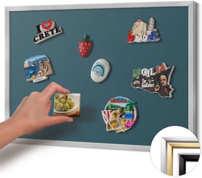 Wallfluent - Maritiem Magnetisch Bord in Verschillende Kleuren - 60 cm x 40 cm - Magneetbord met Zilveren Frame - Donkerblauwe kleur - Magnetisch Bord Kindvriendelijk - Magnetisch Bord Rechthoekig - Memobord Magnetisch